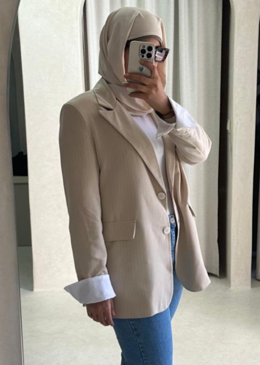 Blazer Ambre rayé Beige et blanc
