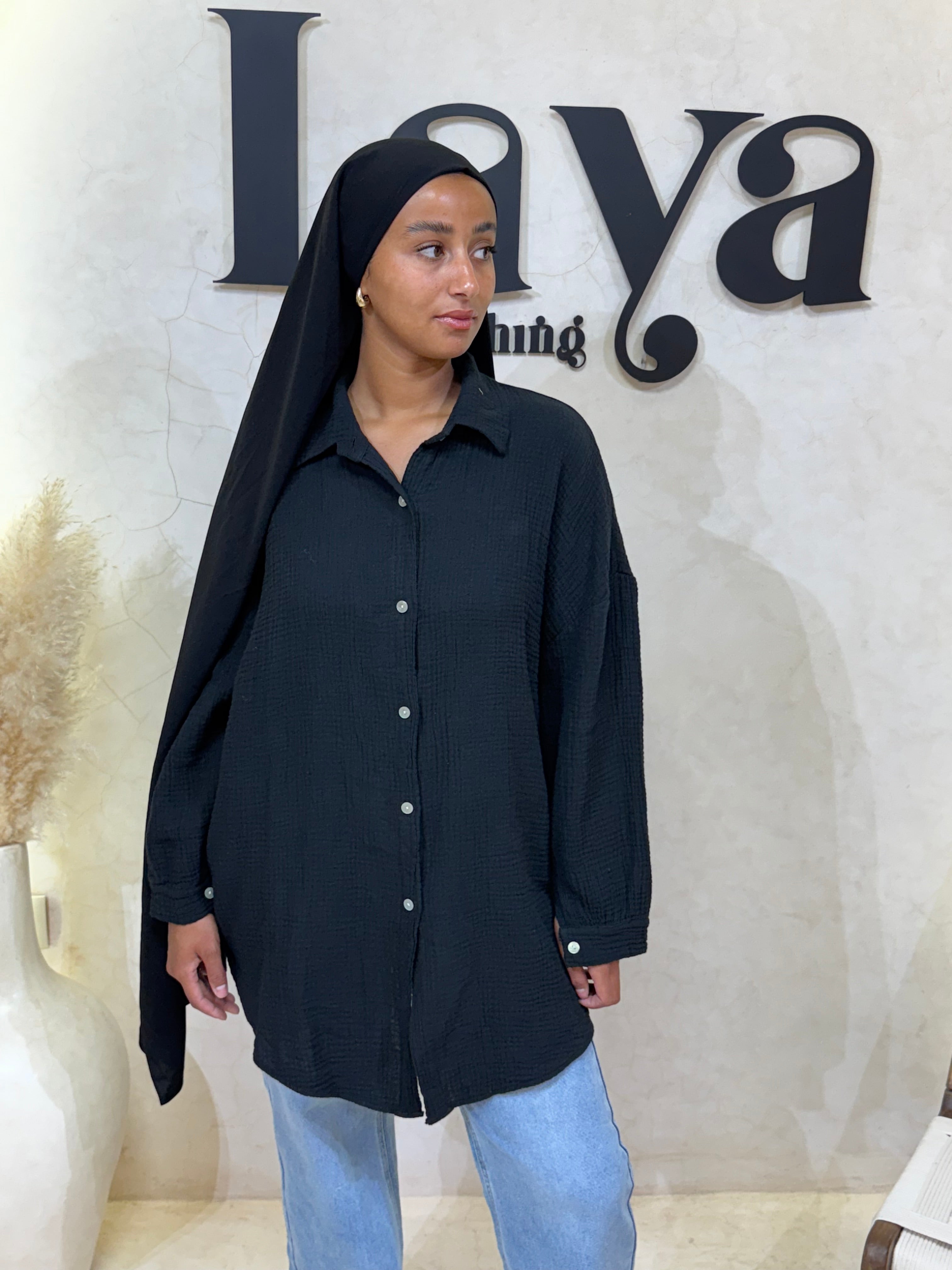 Chemise coton de gaz noire